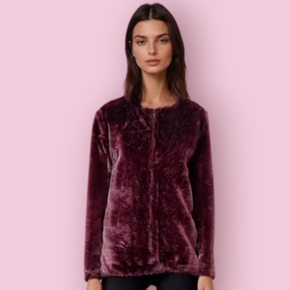 TOKITO - FAUX FUR MERLOT PLUSH COAT est. RRP $240