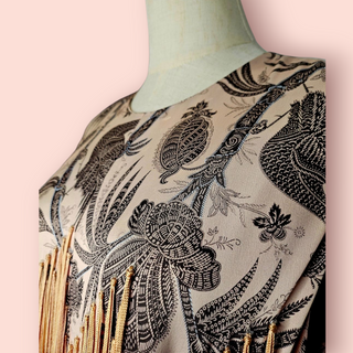 ZIMMERMANN - Dusty Pink Jumpsuit with Long Front Fringing & Wide Palazzo Bottoms est. RRP $1190