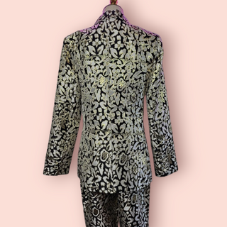 AUNT MAUD DAINTY - TWO PIECE GOLD/ BLACK & METALLIC FLORAL PANT SUIT BNWT RRP $638