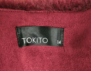 TOKITO - FAUX FUR MERLOT PLUSH COAT est. RRP $240