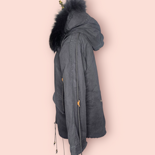 A BRAND - RABBIT FUR HOOD & LINING CARGO JACKET est. $380