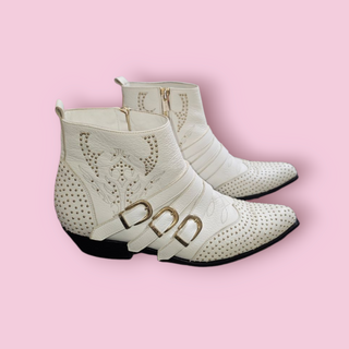 ANINE BING - PENNY STUDDED LEATHER ANKLE BOOTS RRP $1200