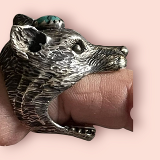 SPELL - ICONIC VINTAGE SILVER WOLF & TURQUOISE RING