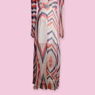 TALULAH - 'RAINBOW SWIRL' 70'S Inspired Silk Dress with Gold Metallic Thread Est. RRP $289