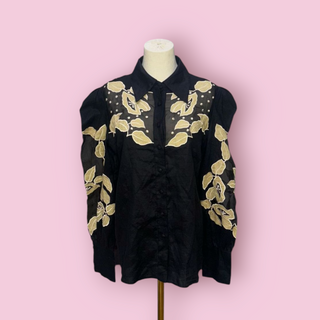 CHASING UNICORNS - 'ROCKS OFF' Linen Blouse NWT est. RRP $379