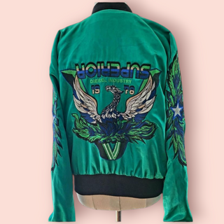 DIESEL - VINTAGE J - SINE DIESEL REVERSIBLE SATIN & VELVET BOMBER JACKET RRP $590.00