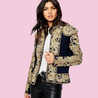 A STAR IS BORN - MILITARY EMBELLISHED & EMBROIDERED BAND COAT est. RRP $480