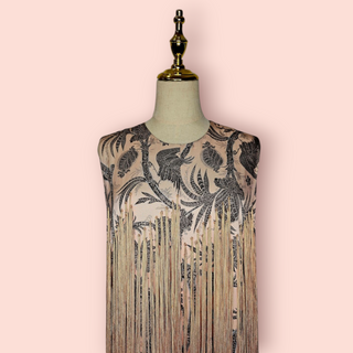 ZIMMERMANN - Dusty Pink Jumpsuit with Long Front Fringing & Wide Palazzo Bottoms est. RRP $1190