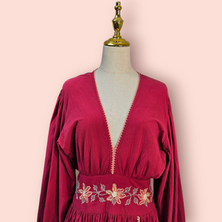 CHASING UNICORNS - 'IT'S A DREAM' Embroidered Balloon Sleeve Mini Dress with Crochet Trim Est. RRP $389