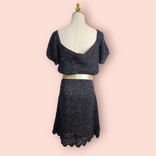 CHASING UNICORNS - Crochet Dress with Metallic Gold Thread RRP $320 NWT