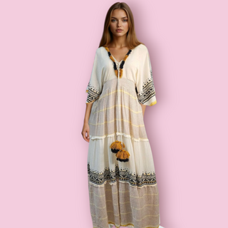 HEMANT & NANDITA - Bohemian Maxi Striped Dress Est. RRP $540