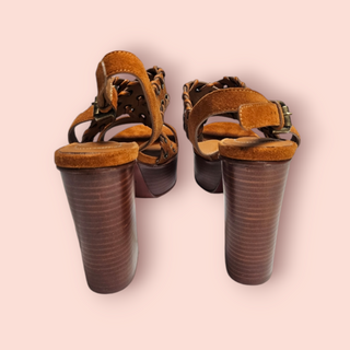 CHLOE - SEE BY CHLOE 'HELEN WHIPSTITCH SLINGBACK' PLATFORM SUEDE SHOES Est. Retail Price $490
