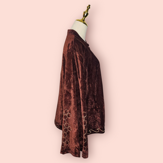 HAVARI ROSE - Brown Cinnamon Velvet Style New Open Lightweight Jacket est. RRP $100 NWT