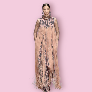 ZIMMERMANN - Dusty Pink Jumpsuit with Long Front Fringing & Wide Palazzo Bottoms est. RRP $1190