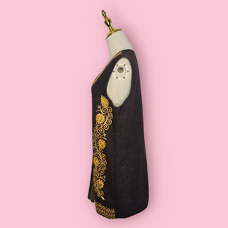 VINTAGE - 1960'S AFGHAN WOOL EMBROIDED LONG OPEN VEST