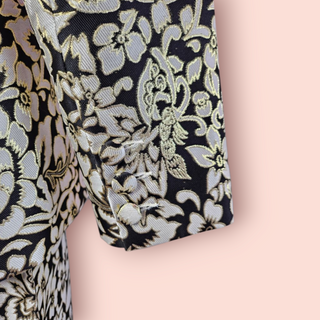 AUNT MAUD DAINTY - TWO PIECE GOLD/ BLACK & METALLIC FLORAL PANT SUIT BNWT RRP $638