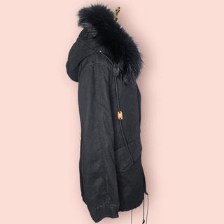 A BRAND - RABBIT FUR HOOD & LINING CARGO JACKET est. $380