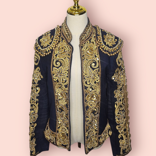 A STAR IS BORN - MILITARY EMBELLISHED & EMBROIDERED BAND COAT est. RRP $480