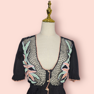 CHASING UNICORNS - 70,s Inspired Handmade Embroidered Cotton Mini Dress RRP $349