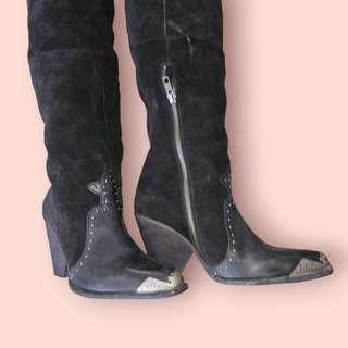 SPELL & THE GYPSY - THIGH HIGH SUEDE STUDDED EMBELLISHED BOOTS
