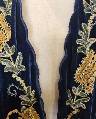 CHASING UNICORNS - MARY SILK VELVET & EMBROIDED HOUSE COAT Est. retail price $550