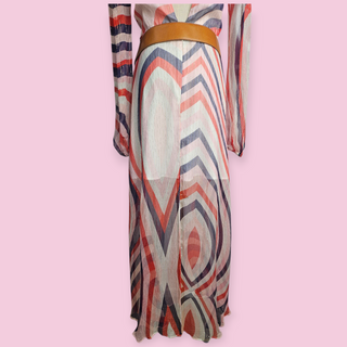 TALULAH - 'RAINBOW SWIRL' 70'S Inspired Silk Dress with Gold Metallic Thread Est. RRP $289