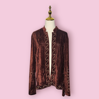 HAVARI ROSE - Brown Cinnamon Velvet Style New Open Lightweight Jacket est. RRP $100 NWT