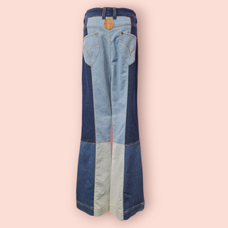 ALICE McCALL - DENIM FLARE HIGHWAISTED PATCHED JEANS est. RRP $269.00