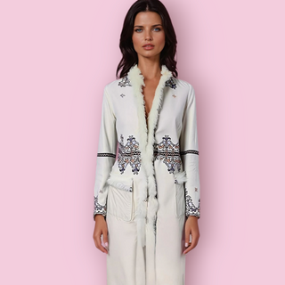 LISA HO - VINTAGE RABBIT FUR COAT WITH EMBROIDERY est. RRP $1190
