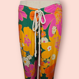 LENNI THE LABEL - Flower Power Gold Metallic Flared Pants RRP $149