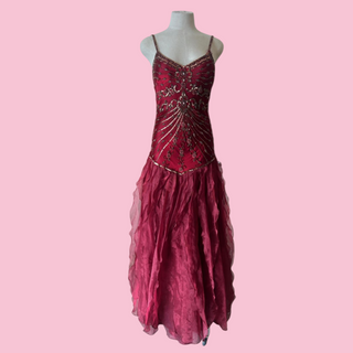 SUE WONG - Rare Vintage Silk Embellished Cascading Dress