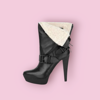 BURBERRY - BIKER SHEARLING LINED ANKLE BOOT est. RRP $1270