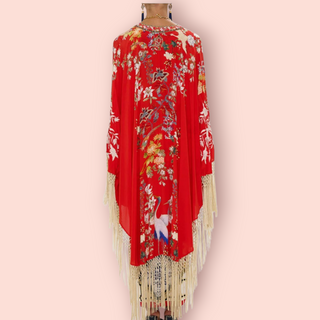 CAMILLA - 'THE LISBOA LUXE' Draped Fringed Kimono Shawl High Low RRP $1300