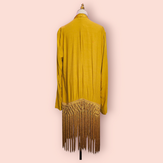 FREE PEOPLE - MUSTARD FRINGED KIMONO est. RRP $240 BNWT