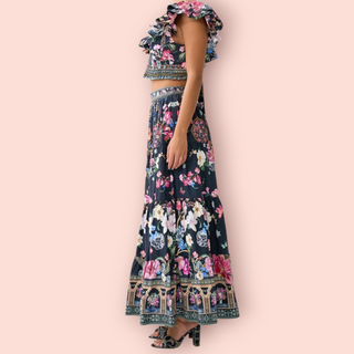 CAMILLA - 'MIDNIGHT IN MONSERRATE' Top & Skirt - Two Piece Set RRP $975 NWT