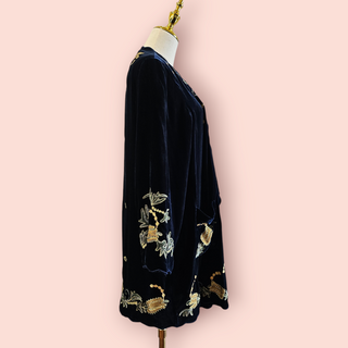 CHASING UNICORNS - MARY SILK VELVET & EMBROIDED HOUSE COAT Est. retail price $550