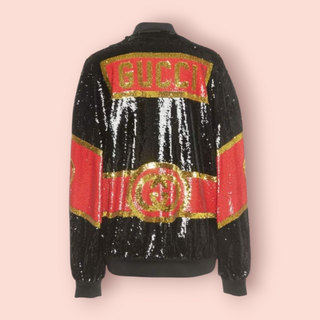 GUCCI - 'DAPPER DAN' Logo Motif Sequin Bomber RRP $7900 NWT 100% Authentic
