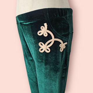NINE LIVES BAZAAR - Velvet ' ZEPPLIN' Velvet Flares Emerald RRP $179 NWT