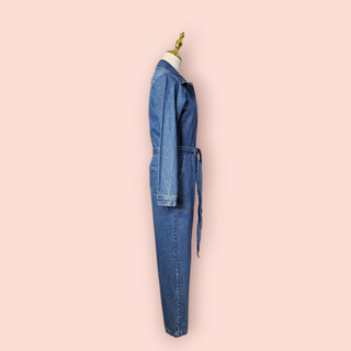 NASTY GAL - ZIP DETAILED BELTED WIDE LEG DENIM JUMPSUIT BNWT RRP $227