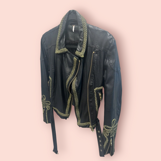 FREE PEOPLE - 'BANG BANG' Vegan Embroidered Biker Jacket RRP $249
