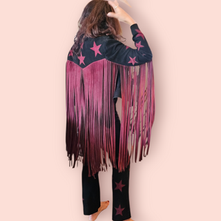 NASTY GAL - SUEDE FRINGED STAR BIKER JACKET + MATCHING PANTS BNWT RRP $1470