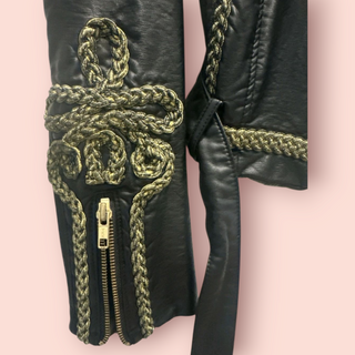 FREE PEOPLE - 'BANG BANG' Vegan Embroidered Biker Jacket RRP $249