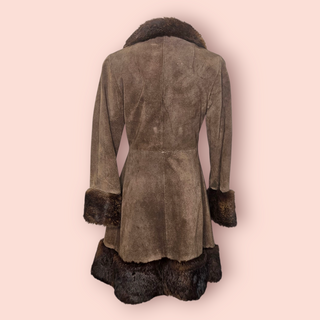 VINTAGE - SUEDE & RABBIT FUR TRIM COAT