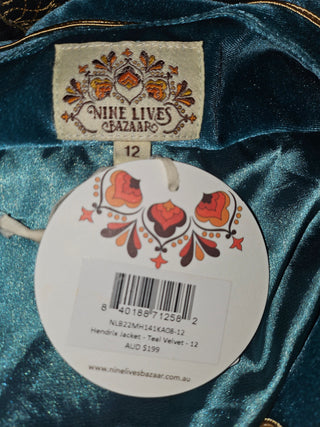 NINE LIVES BAZAAR - 'HENDRIX' JACKET teal, est. RRP $199 NWT