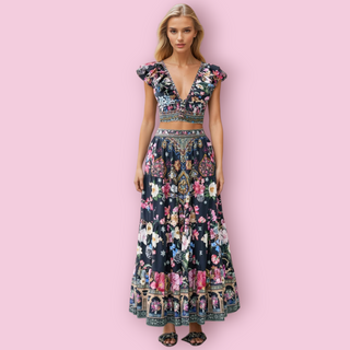 CAMILLA - 'MIDNIGHT IN MONSERRATE' Top & Skirt - Two Piece Set RRP $975 NWT