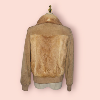 VINTAGE - 80's SUEDE & FUR BOMBER JACKET