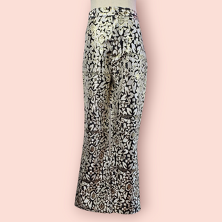 AUNT MAUD DAINTY - TWO PIECE GOLD/ BLACK & METALLIC FLORAL PANT SUIT BNWT RRP $638
