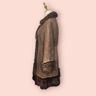 VINTAGE - SUEDE & RABBIT FUR TRIM COAT