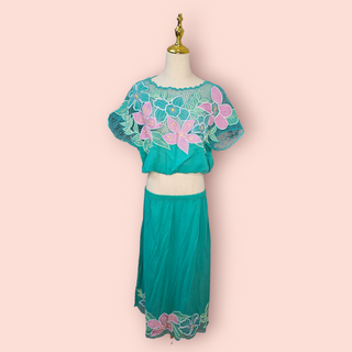 CHASING UNICORNS - 'SHAKING UP THE PLACE' Two Piece Handmade Embroidered Set RRP $390