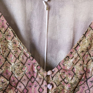 HEMNANT & NANDITA - 'NOOR' V-neck Metallic Gold Boho Dress RRP $649 NWT